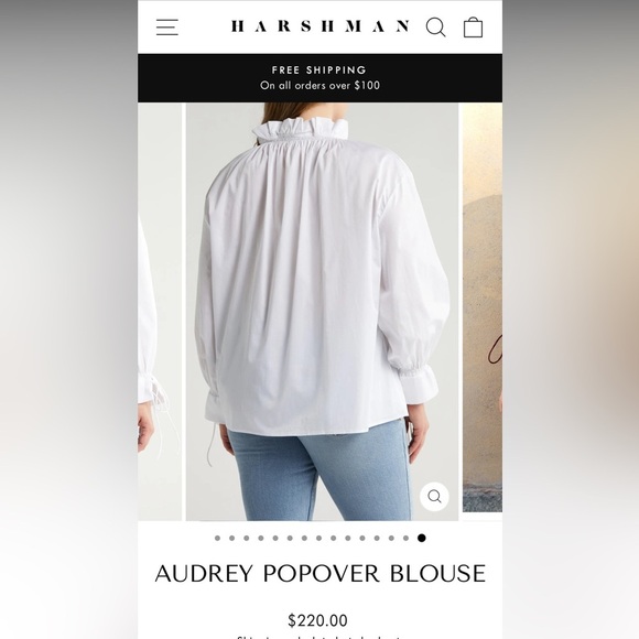 plus size Harshman Audrey Popover Blouse 100% cotton 3x blouse - Picture 2 of 16